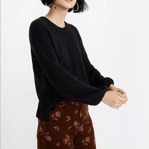 Madewell | Payton Pullover Sweater in Coziest Yarn | Black Balloon Sleeve